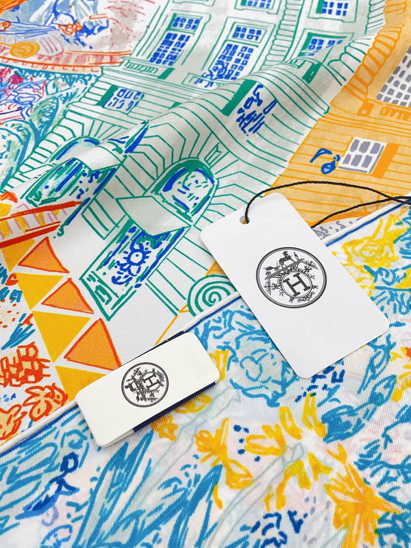 Les Folies Du Faubourg Scarf 90 CM In Colorful Silk Twill 304375