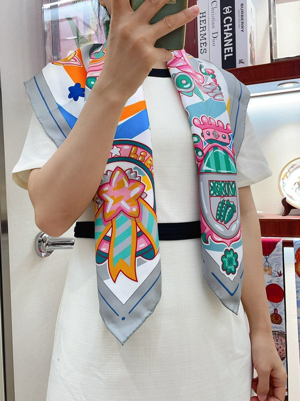 Candy Libris Scarf 90 CM In Pink Colorful Silk Twill 319213