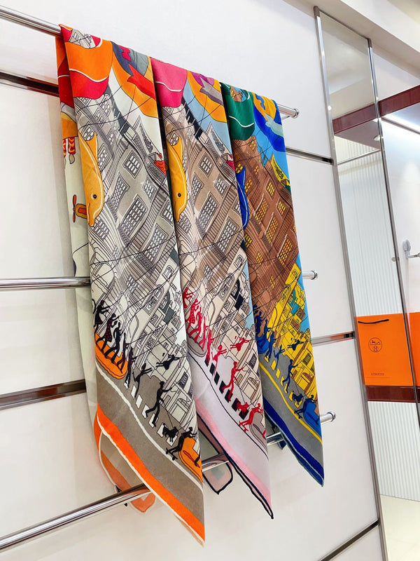 Parade Scarf 140 CM In Colorful Cashmere And Silk 340181