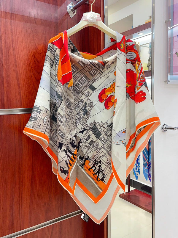 Parade Scarf 140 CM In Colorful Cashmere And Silk 340181