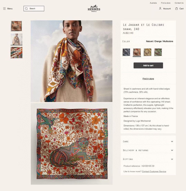 Le Jaguar Et Le Colibri Shawl 135 CM Red Colorful Cashmere And Silk 357904