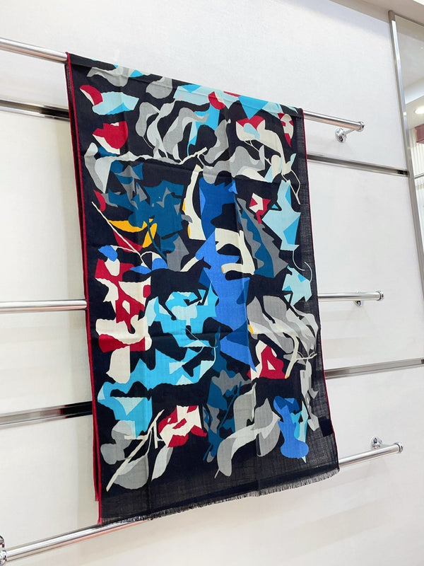 Scarf 180 CM Black Colorful Mashmere And Silk 403888