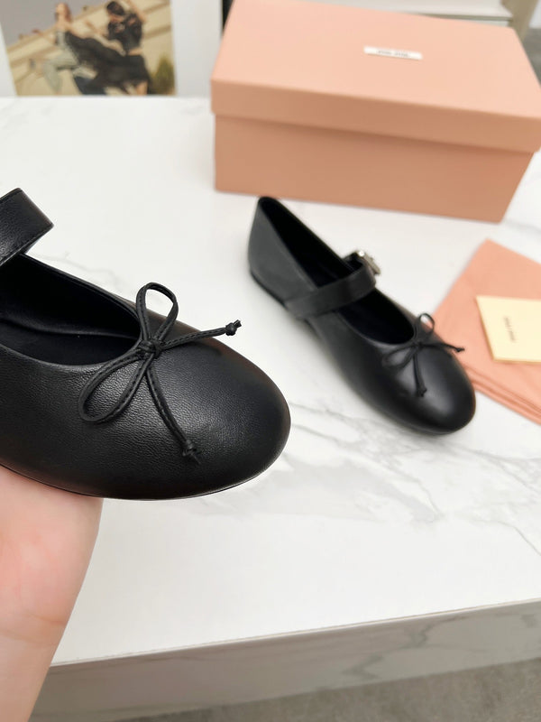 Miu Miu 2026 Bow Detail Ballet Flats Sheepskin 987089