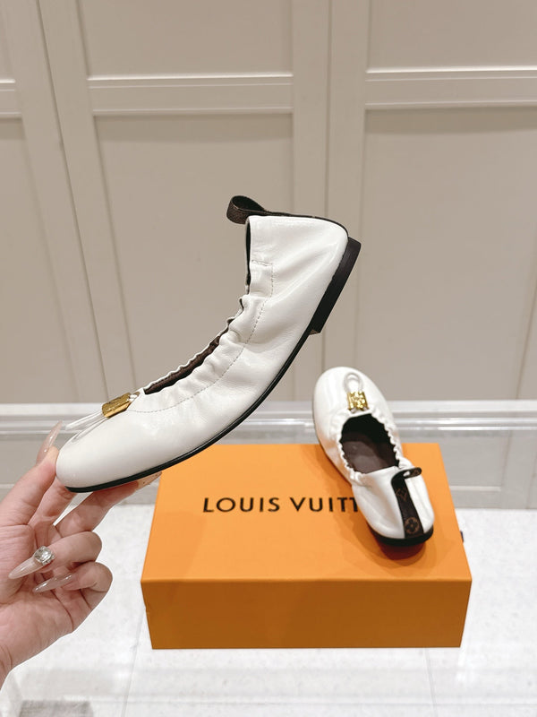LV 25PF Nolita Flat Ballerina White Sheepskin