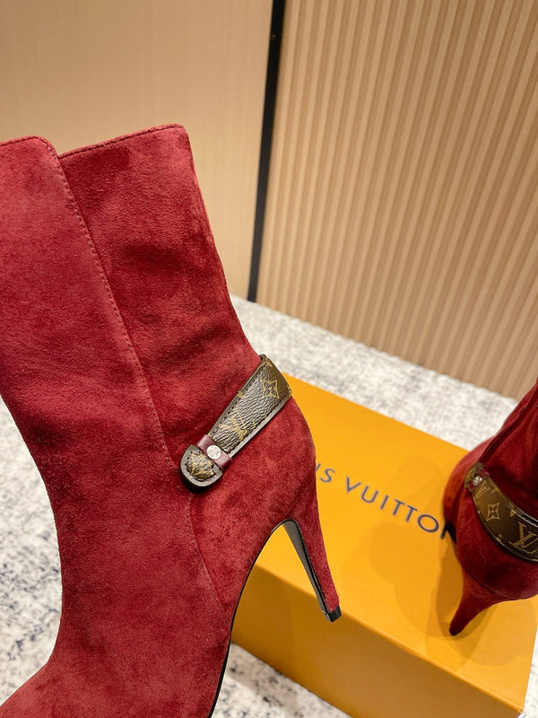 LV Legacy Ankle Boot 80mm Red Suede 480588