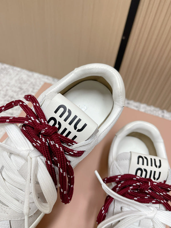 Miu Miu Plume Sneakers White Red Yellow Suede Cowhite 533983