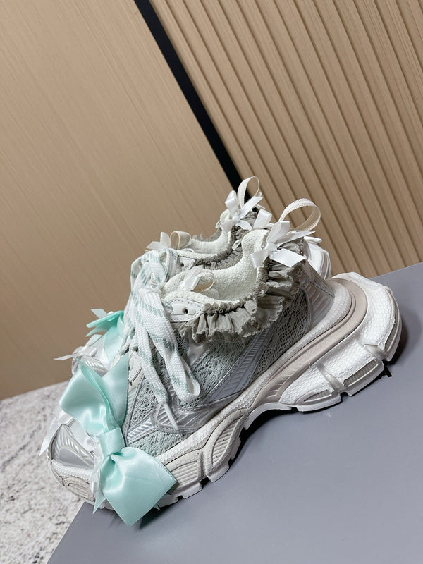Balenciaga Sneaker Mesh Lace-up Light Blue Gray Fabric 534186