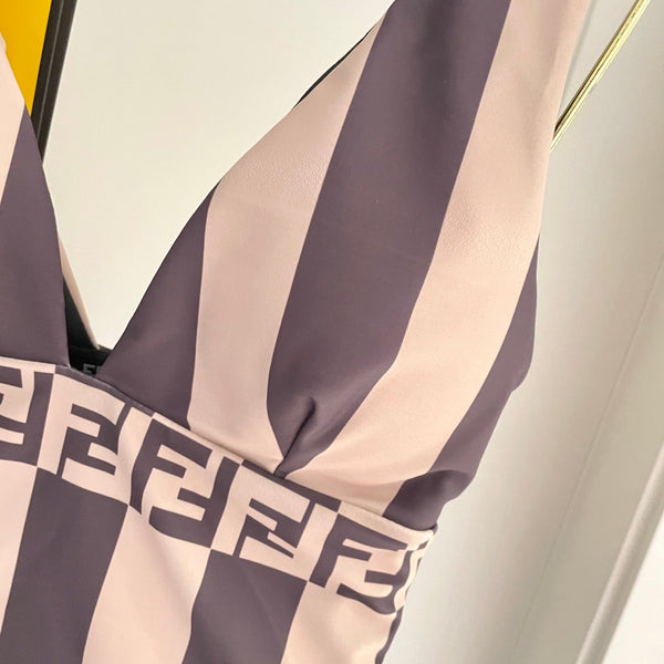 Fendi Swimsuit Brown Beige Technical Fabric 180516