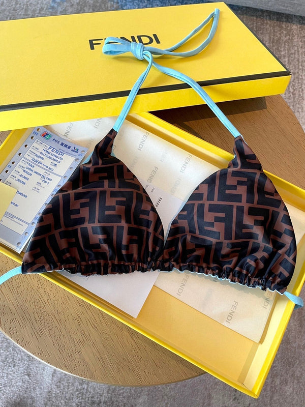Fendi Swimsuits Blue Beige Cotton 180524