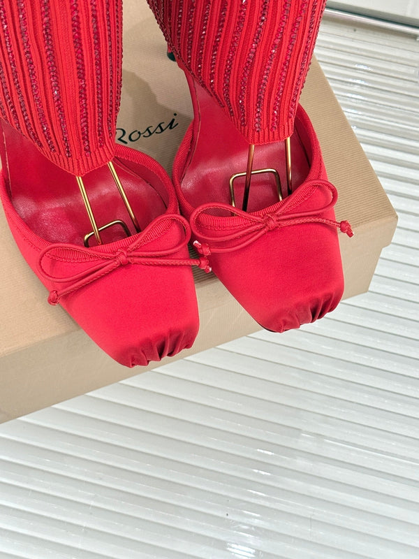 CL 26s Cassia Annmac Pumps 10cm Red Mesh Satin 991528