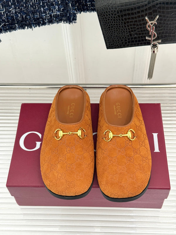 GG Mule With Horsebit Dark Brown Suede 905743