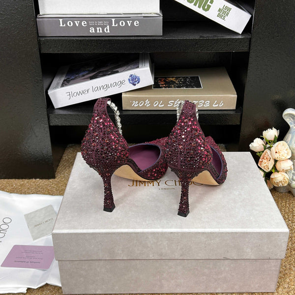 Jimmy 26 Stevie Pump 9cm Burgundy Crystal Leather 681906