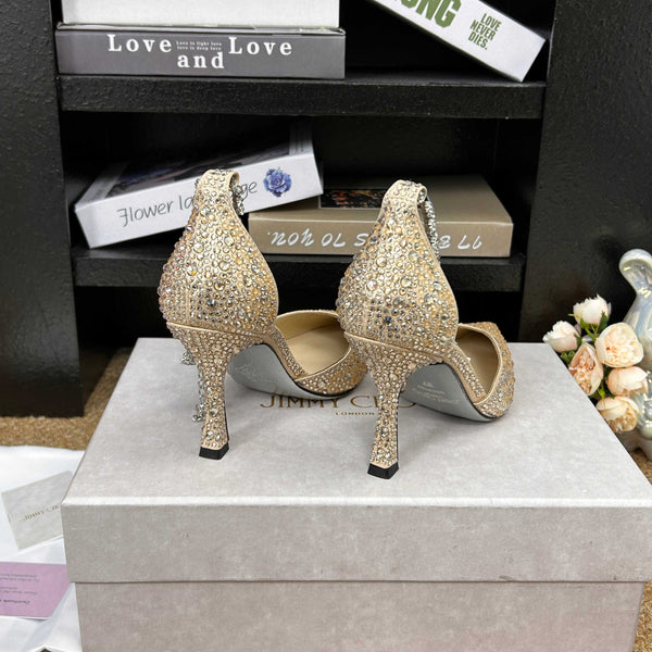 Jimmy 26 Stevie Pump 9cm Beige Crystal Leather 681908