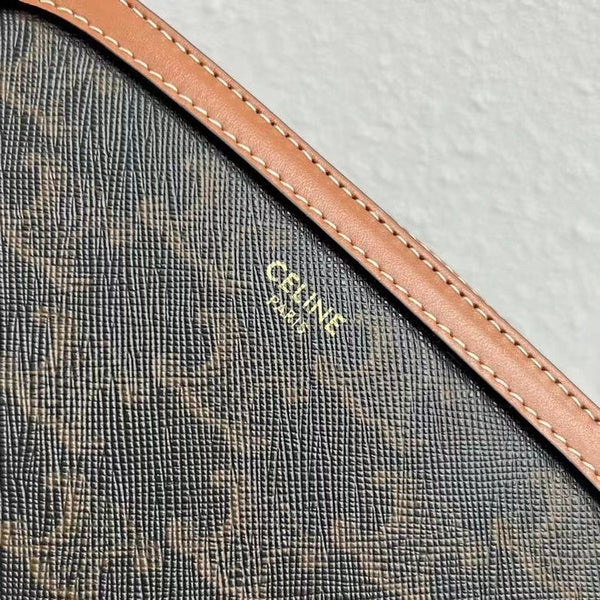 Celine Camera Bag 20 Bag Triomphe Black Brown Canvas & Calfskin