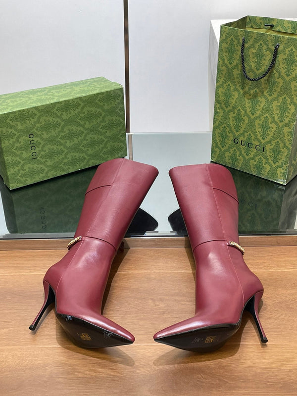 GG 26s Signoria Long Boot 10.5cm Burgundy Cowhide 997212