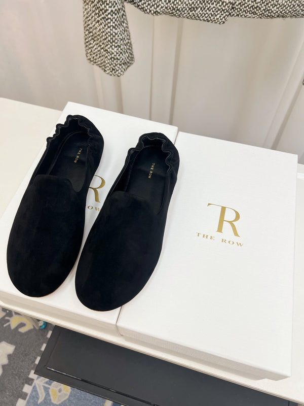 The Row Casa Ballet Flat Black Suede 832670