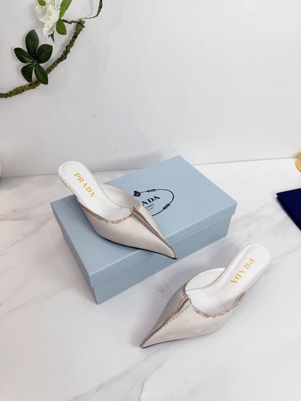 PRA 26SS High Heel Mule 55 Ivory Beige Cowhide 592409