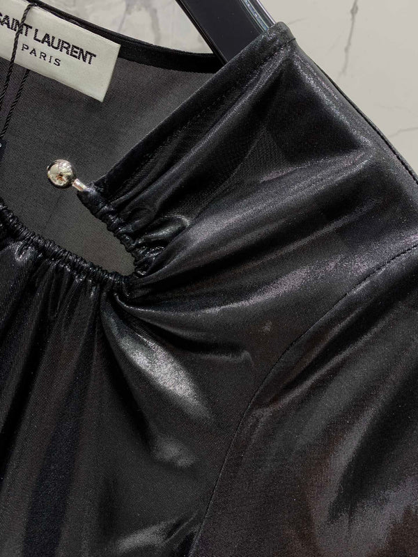 YSL 26s Blouse Metallic Black Polyester 408633