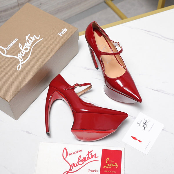 CL Matières Fécales Platform Pumps 15cm Red Patent Leather 637885