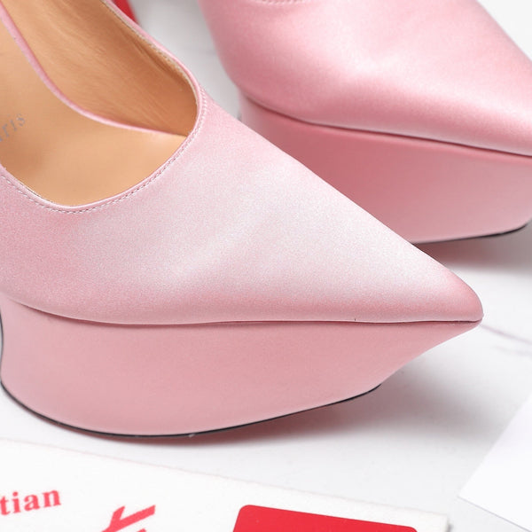 CL Matières Fécales Platform Pumps 15cm Light Pink Satin 637888