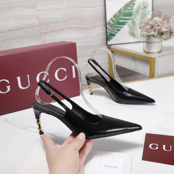GG Castello Slingback 7.5cm Black Sheepskin 864304