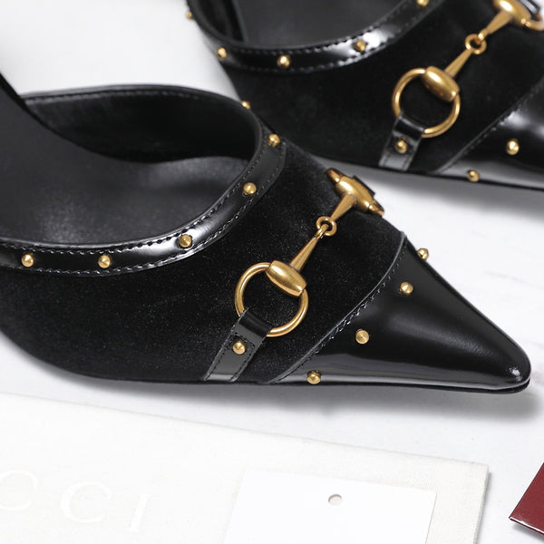 GG 26s Savoy Pumps Black Lambskin Velvet 961244