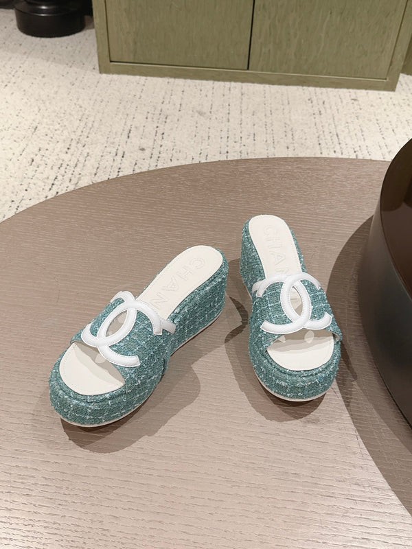 CC 26s Platform Mules Mint Green Lambskin Fabric 916995