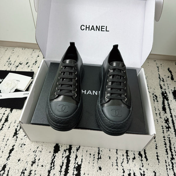 CC Platform Sneakers Black Rubber Leather 696671