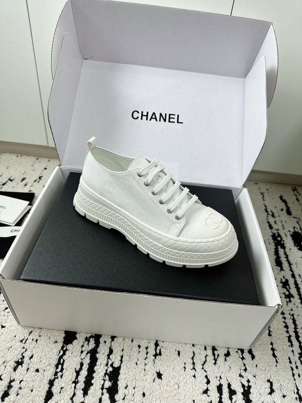 CC Platform Sneakers White Rubber Cotton 696672