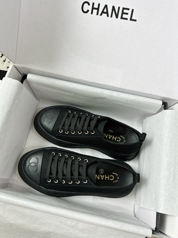 CC Platform Sneakers Black Rubber Cotton 696673