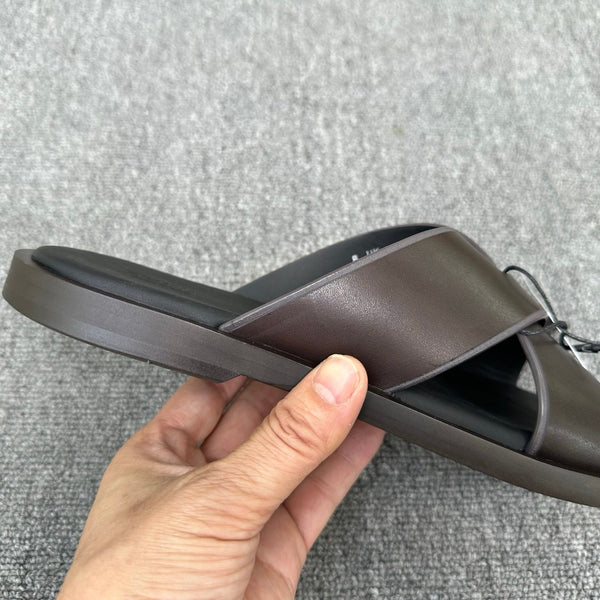 Zegna Men's Sandal Dark Brown Black Leather 144951