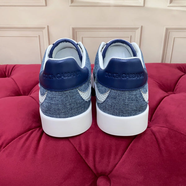 DC 25 Strobel Portofino Light Sneakers White Blue Denim Mesh & Sheepskin 271117