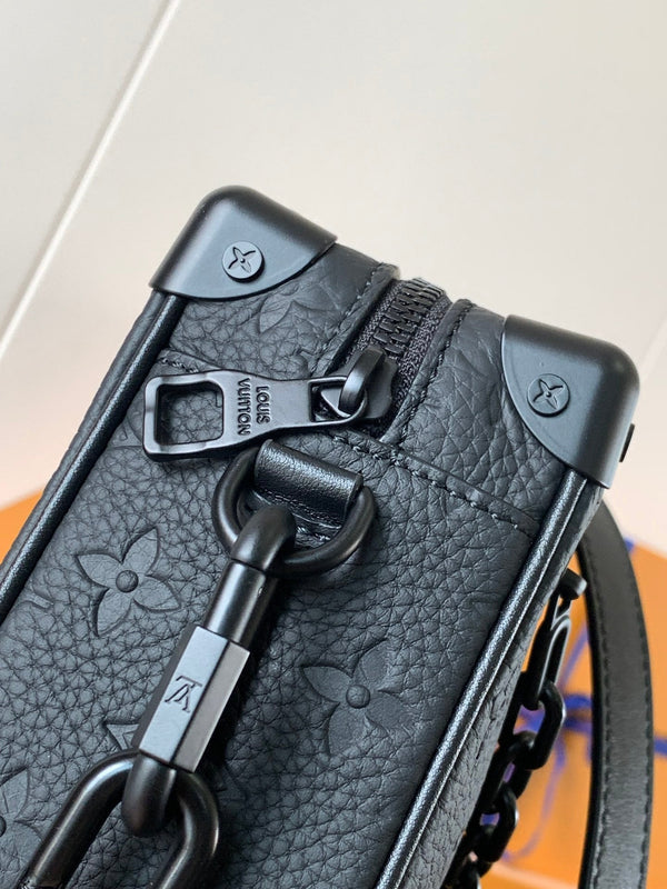 LV M55702 Mini Soft Trunk 18.5 with Matte-Black Chains Black Taurillon Cowhide