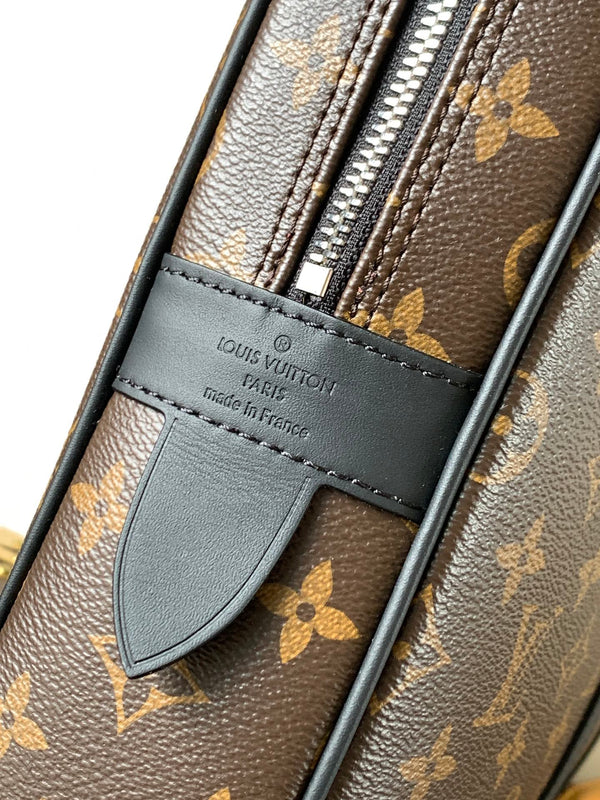 LV Porte-Documents Voyage Brown Black Macassar Canvas