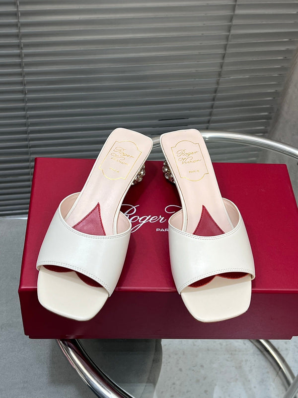 Viv Diamond Sole Mules White Cowhide 267688