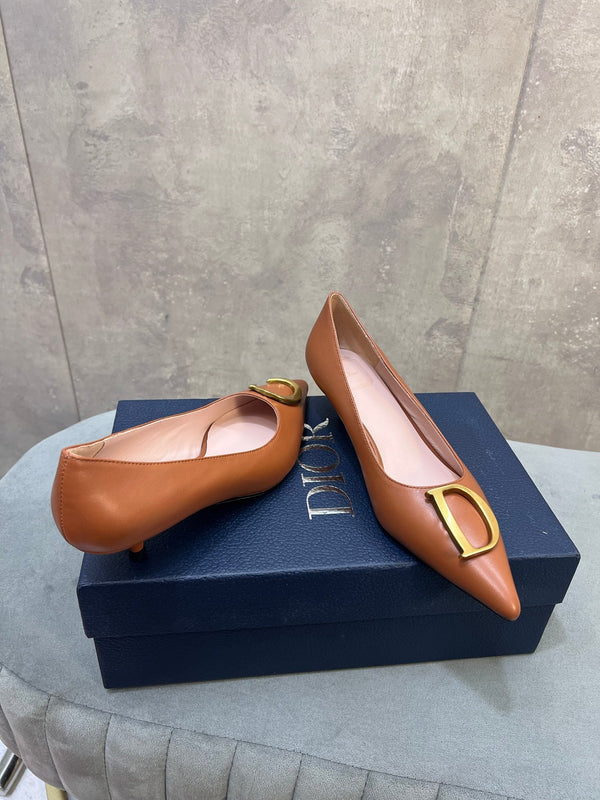CD 26 High-Heeled 40 Pumps Tan Cowhide 594576