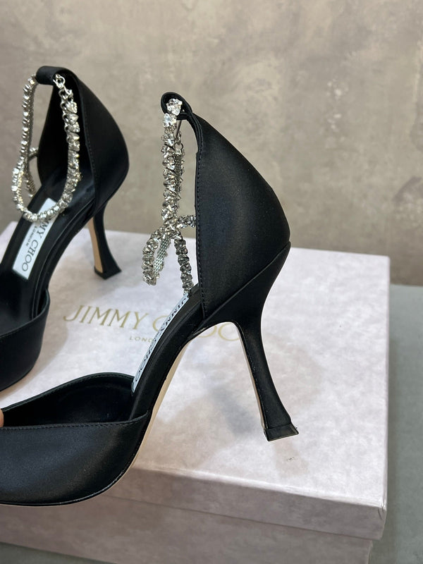 Jimmy 26 Stevie Pump 10cm Black Crystal Satin 682959