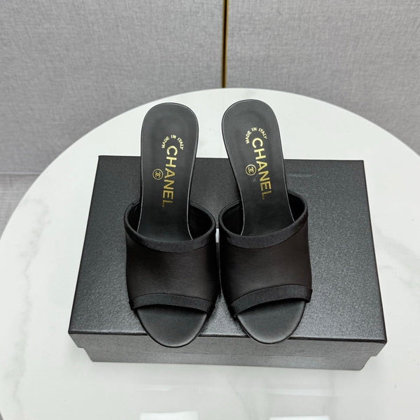 CC 25 High Heel Slippers 85mn Black Sheepskin 368792