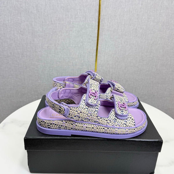 CC Dad Sandal Purple Cream Tweed Sheepskin 620119