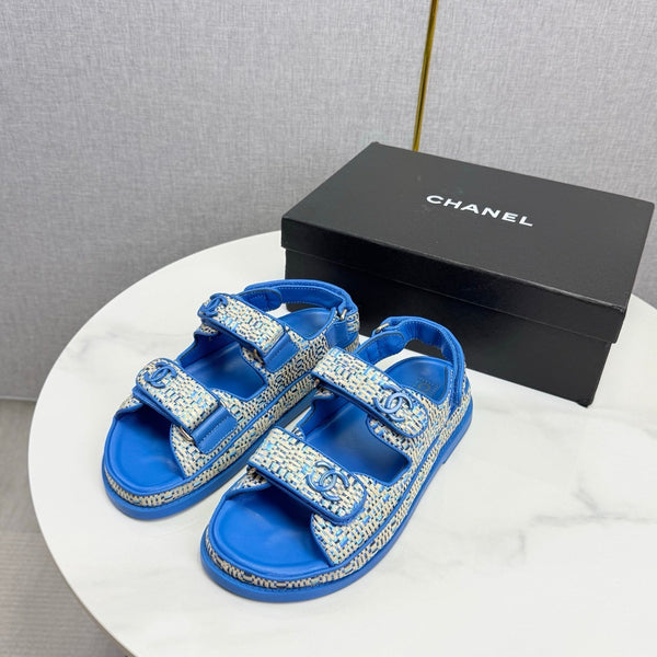 CC Dad Sandal Blue Cream Tweed Sheepskin 620122