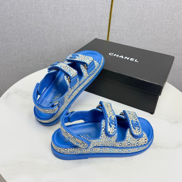 CC Dad Sandal Blue Cream Tweed Sheepskin 620122