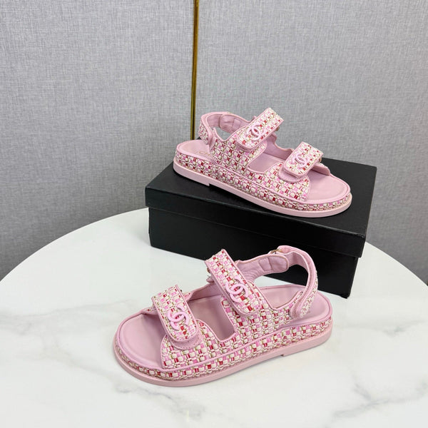 CC Dad Sandal Pink Tweed Sheepskin 620125