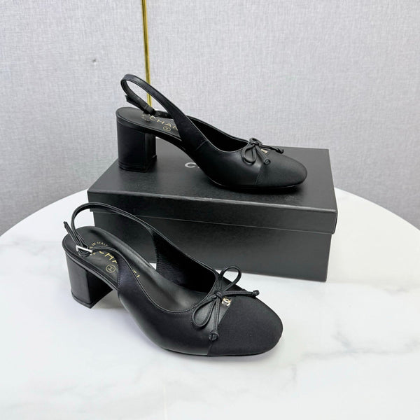 CC 26s Slingback Heels 4.5cm Black Lambskin Fabric