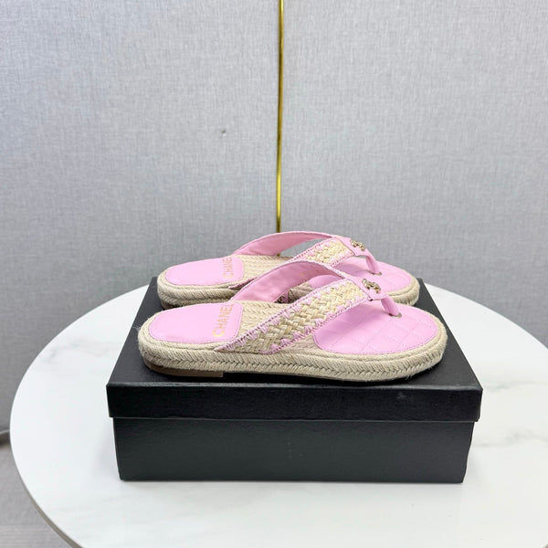 CC 26s Flip Flops Quilted Espadrille Pink Leather 972715