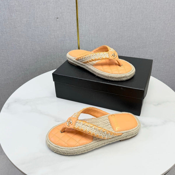 CC 26s Flip Flops Quilted Espadrille Orange Leather 972713