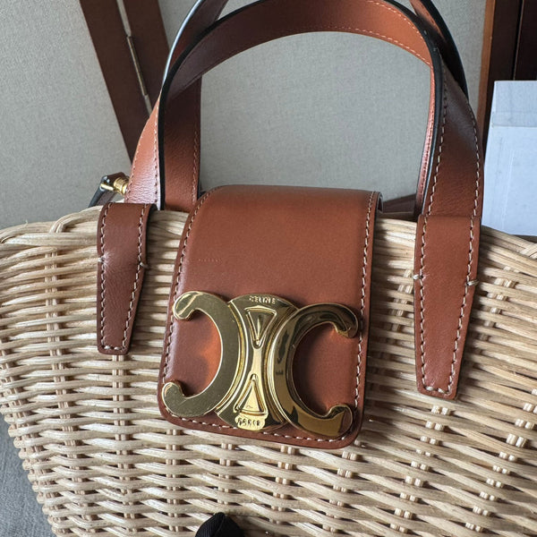 TEEN COUFFIN 32 IN BEIGE WINKER AND BROWN CALFSKIN TRIM