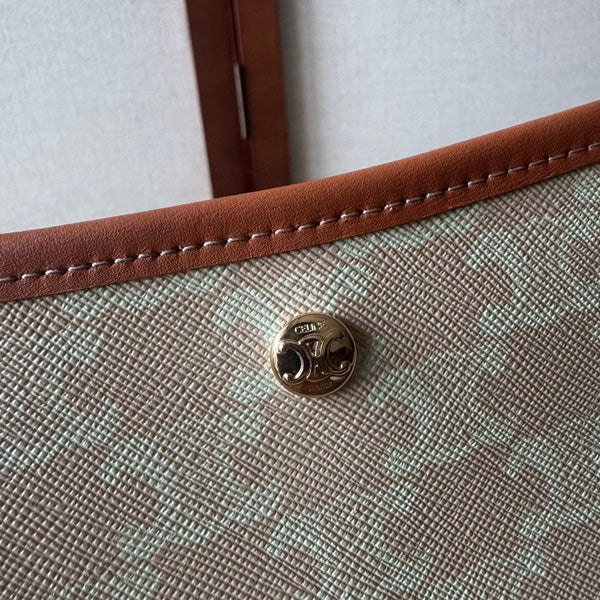 CL Soft Shopper Bag in Triomphe Brown White Canvas and Calfskin