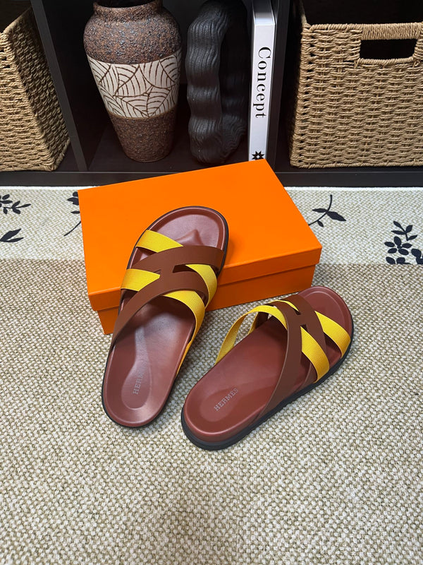 HM Men's Kazimir Brown Yellow Calfskin 595507