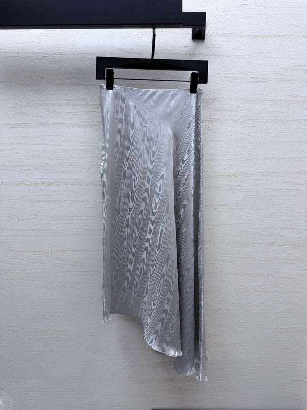 CD 26s Draped Top Gray Moiré-Effect Silk Jacquard 397990
