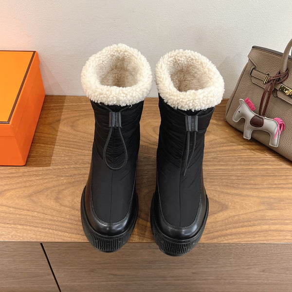 HM 26S Journey Botines 4cm Black Nylon Shearling 110578